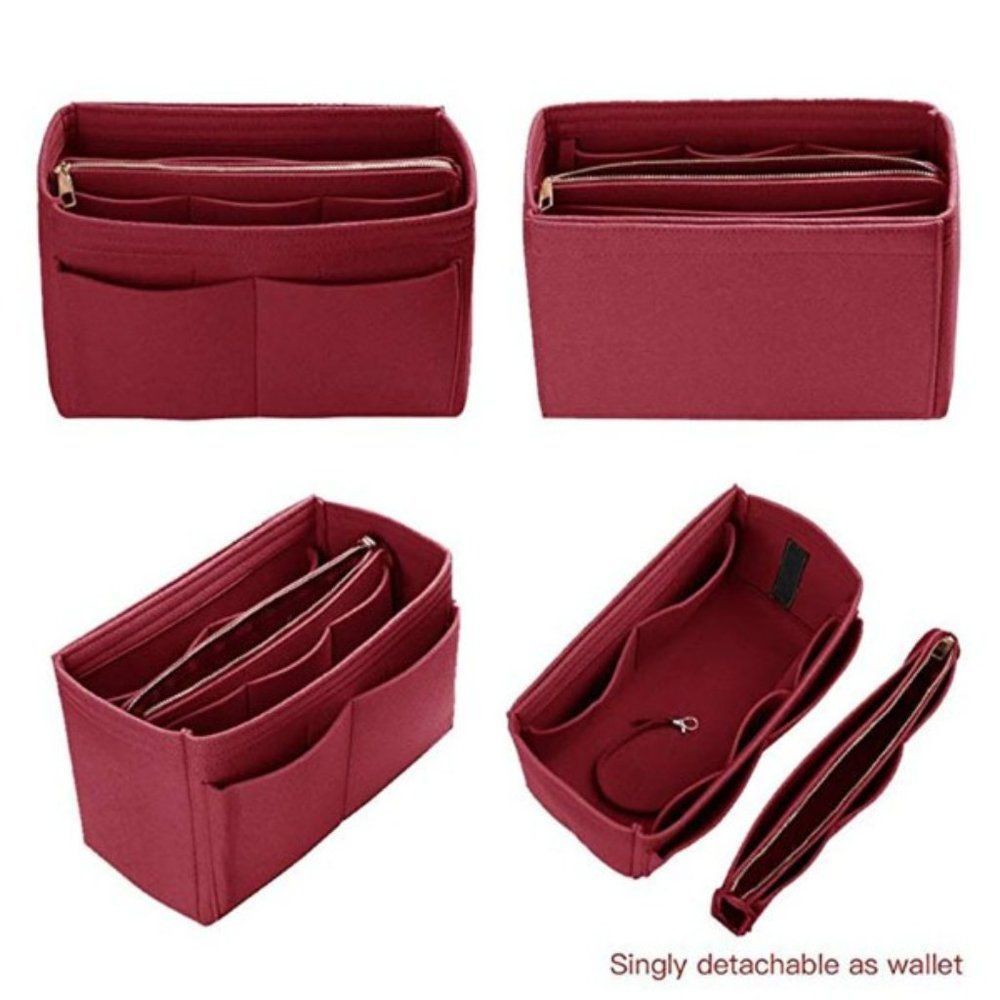 Insert/Organizer- Medium- Designer Handbags/Totes -Wine Red Style1 - Picture 5 of 10
